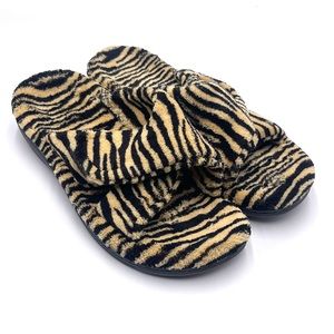 Vionic Women's Relax Adjustable Terry Slide Slippers - Natural Tiger Size 7.